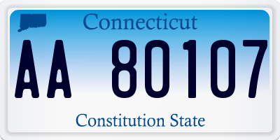 CT license plate AA80107