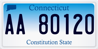 CT license plate AA80120