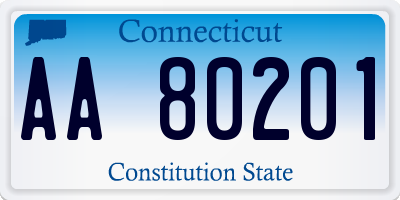 CT license plate AA80201