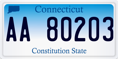 CT license plate AA80203