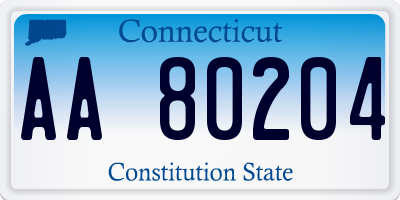 CT license plate AA80204