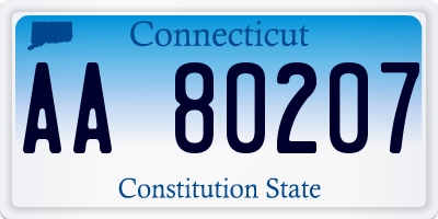 CT license plate AA80207