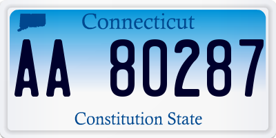 CT license plate AA80287