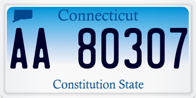 CT license plate AA80307