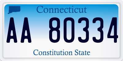 CT license plate AA80334