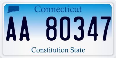 CT license plate AA80347