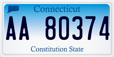 CT license plate AA80374