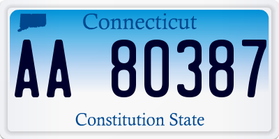 CT license plate AA80387