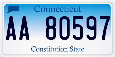 CT license plate AA80597