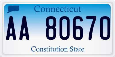 CT license plate AA80670