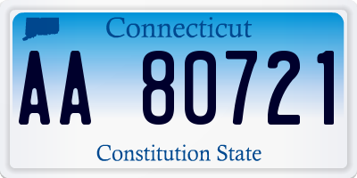 CT license plate AA80721