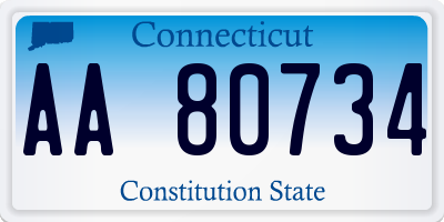 CT license plate AA80734