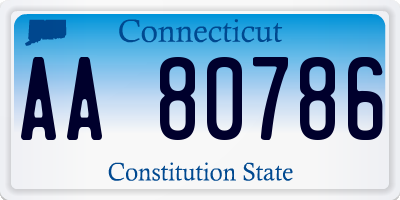CT license plate AA80786