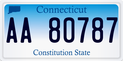 CT license plate AA80787