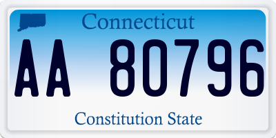 CT license plate AA80796