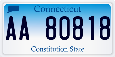 CT license plate AA80818