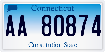 CT license plate AA80874