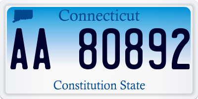 CT license plate AA80892
