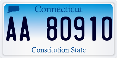 CT license plate AA80910