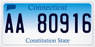 CT license plate AA80916