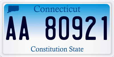 CT license plate AA80921