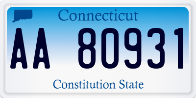 CT license plate AA80931