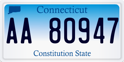 CT license plate AA80947
