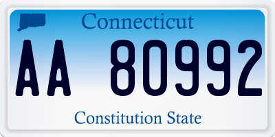 CT license plate AA80992