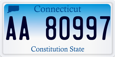 CT license plate AA80997