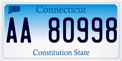 CT license plate AA80998