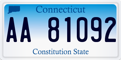 CT license plate AA81092
