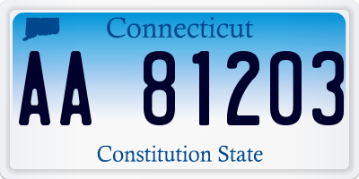 CT license plate AA81203