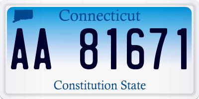 CT license plate AA81671