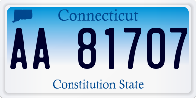 CT license plate AA81707