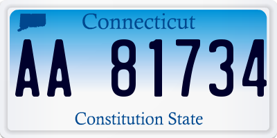 CT license plate AA81734