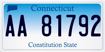 CT license plate AA81792