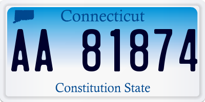 CT license plate AA81874