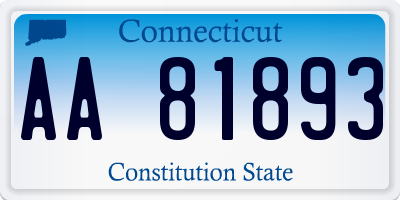 CT license plate AA81893