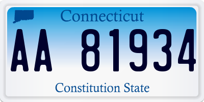 CT license plate AA81934