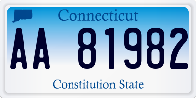 CT license plate AA81982