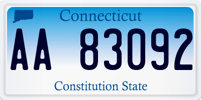 CT license plate AA83092