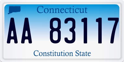 CT license plate AA83117