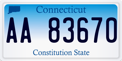 CT license plate AA83670