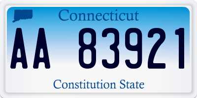 CT license plate AA83921