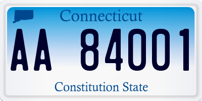 CT license plate AA84001