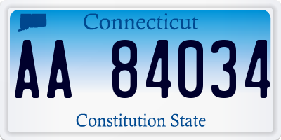 CT license plate AA84034