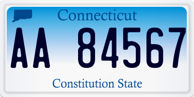 CT license plate AA84567