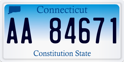 CT license plate AA84671