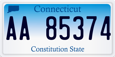 CT license plate AA85374