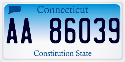 CT license plate AA86039